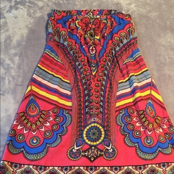 Charming Charlie size small strapless multi colored dress - Picture 6 of 6